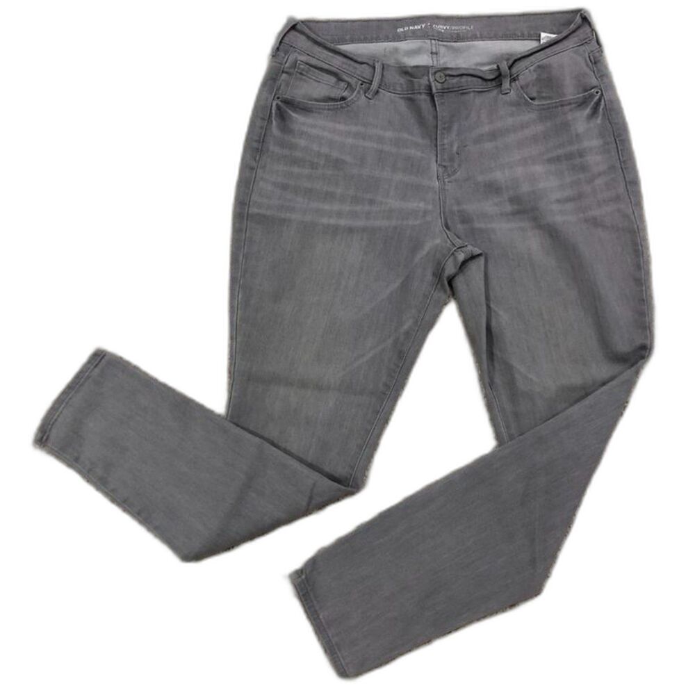 Women's Old Navy Curvy Profile Mid-Rise Gray Skinny Jeans Size 14 Regular